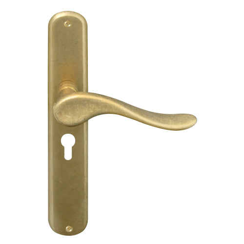 Haven Oval Backplate E48 Keyhole in Rumbled Brass