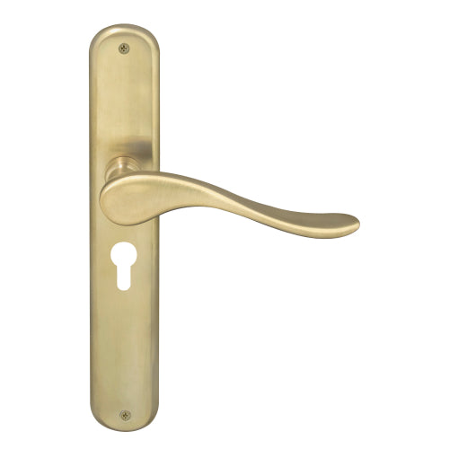 Haven Oval Backplate E48 Keyhole in Satin Brass Unlaquered