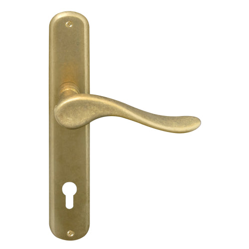 Haven Oval Backplate E85 Keyhole in Rumbled Brass
