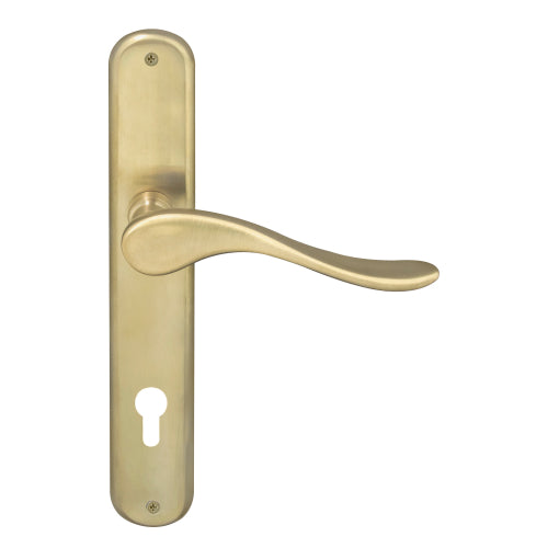 Haven Oval Backplate E85 Keyhole in Satin Brass Unlaquered