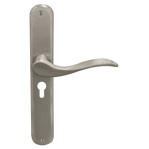 Hermitage Oval Backplate E48 Keyhole in Brushed Nickel