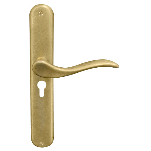 Hermitage Oval Backplate E48 Keyhole in Rumbled Brass