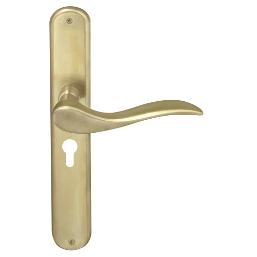 Hermitage Oval Backplate E48 Keyhole in Satin Brass Unlaquered