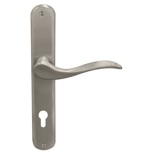 Hermitage Oval Backplate E85 Keyhole in Brushed Nickel