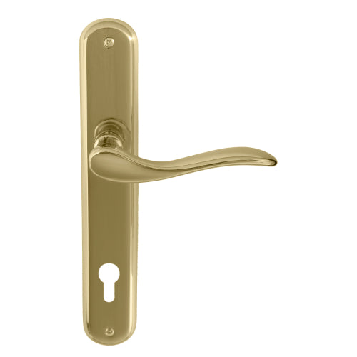Hermitage Oval Backplate E85 Keyhole in Polished Brass