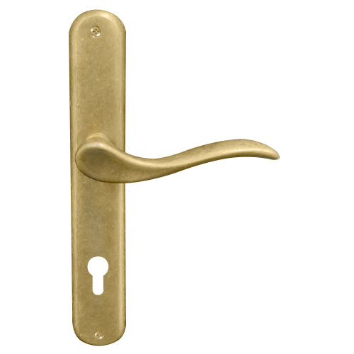 Hermitage Oval Backplate E85 Keyhole in Rumbled Brass