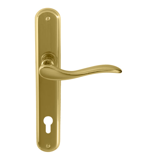Hermitage Oval Backplate E85 Keyhole in Polished Brass Unlacquered