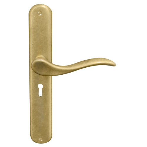 Hermitage Oval Backplate Std Keyhole in Rumbled Brass