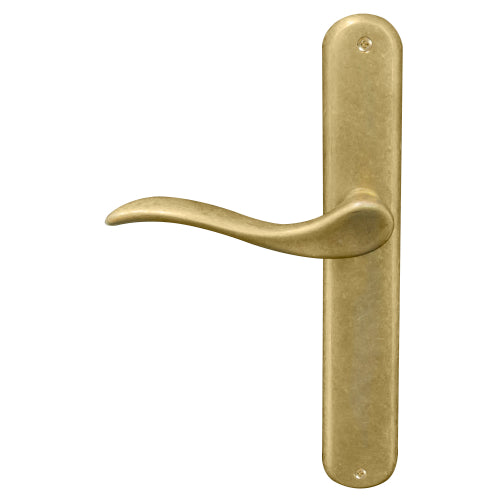 Hermitage Oval Backplate Dummy Lever - LH in Rumbled Brass