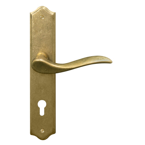 Hermitage Traditional Backplate E85 Keyhole in Rumbled Brass