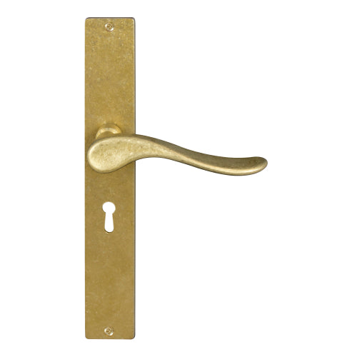 Haven Square Backplate Std Keyhole in Rumbled Brass