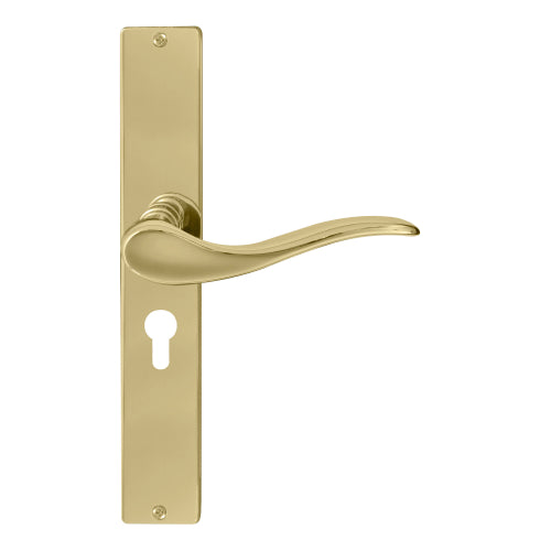 Hermitage Square Backplate E48 Keyhole in Polished Brass