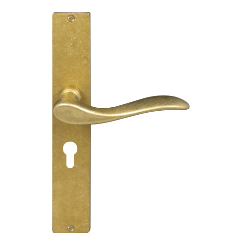 Hermitage Square Backplate E48 Keyhole in Rumbled Brass
