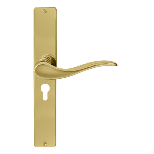 Hermitage Square Backplate E48 Keyhole in Polished Brass Unlacquered