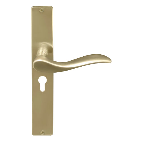 Hermitage Square Backplate E48 Keyhole in Satin Brass Unlaquered