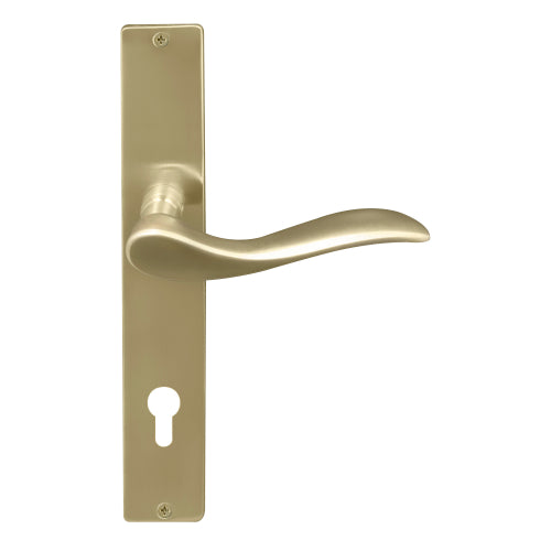 Hermitage Square Backplate E85 Keyhole in Satin Brass Unlaquered