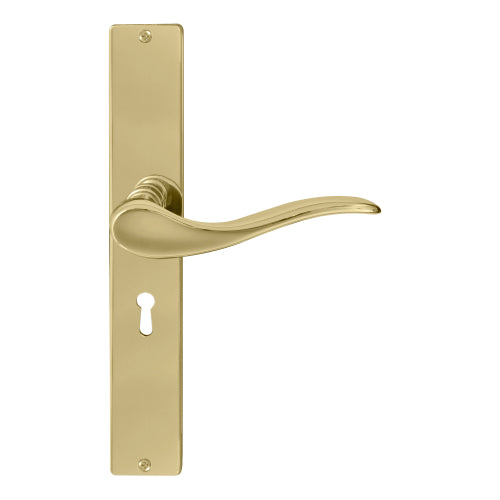 Hermitage Square Backplate Std Keyhole in Polished Brass