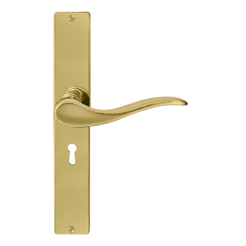 Hermitage Square Backplate Std Keyhole in Polished Brass Unlacquered