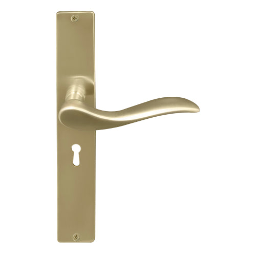 Hermitage Square Backplate Std Keyhole in Satin Brass Unlaquered