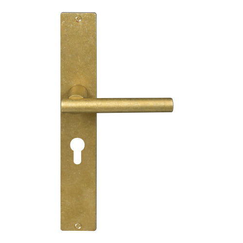 Charleston Square Backplate E48 Keyhole in Rumbled Brass