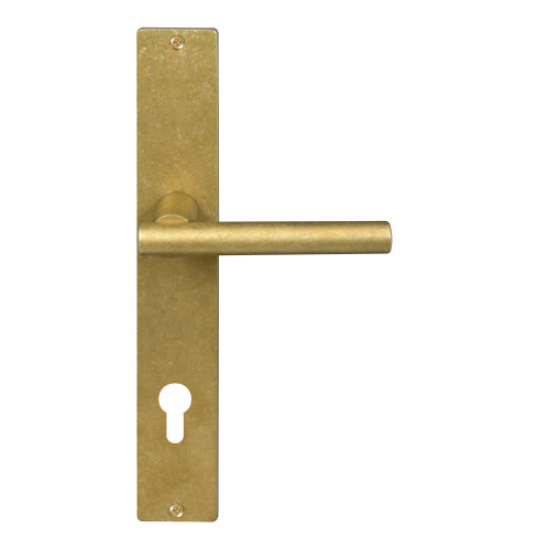 Charleston Square Backplate E85 Keyhole in Rumbled Brass