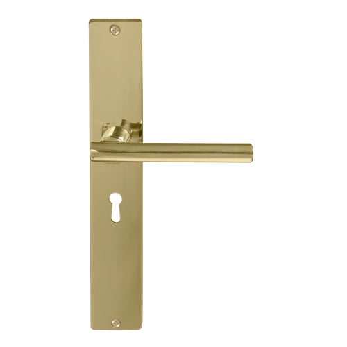 Charleston Square Backplate Std Keyhole in Polished Brass