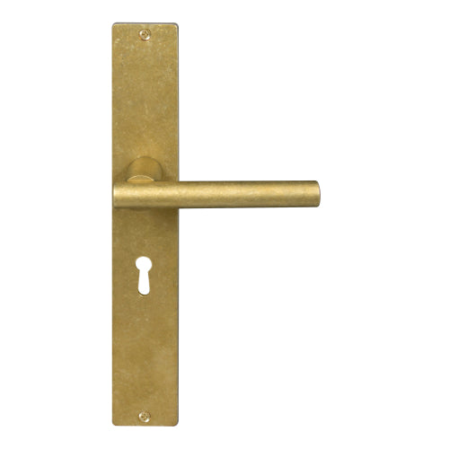 Charleston Square Backplate Std Keyhole in Rumbled Brass