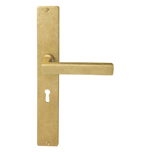 Federal Square Backplate Std Keyhole in Rumbled Brass