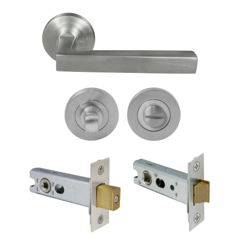 Federal Round Rose Privacy Set in Satin Chrome