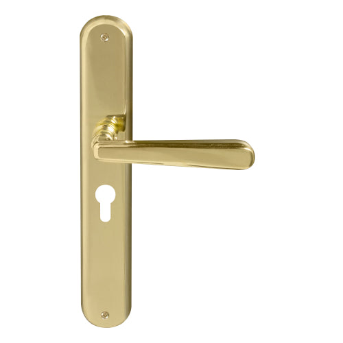 Villa Oval Backplate E48 Keyhole in Polished Brass