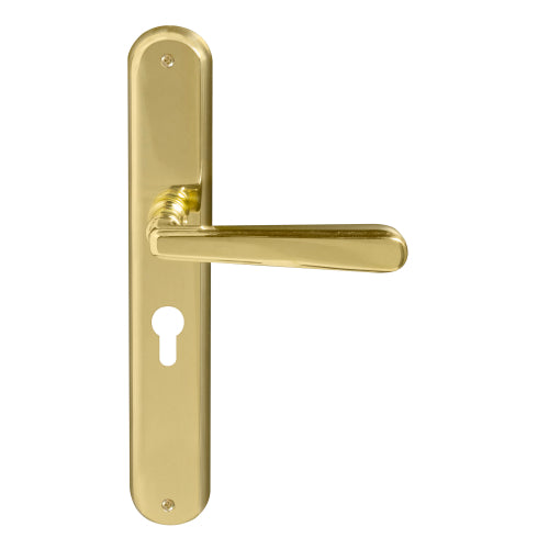 Villa Oval Backplate E48 Keyhole in Polished Brass Unlacquered
