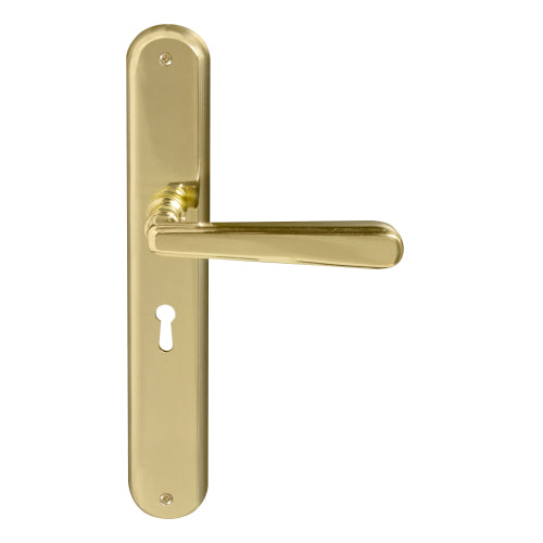 Villa Oval Backplate Std Keyhole in Polished Brass