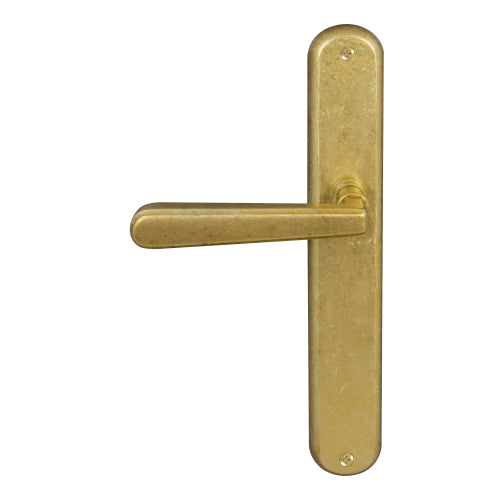 Villa Oval Backplate Dummy Lever - LH in Rumbled Brass