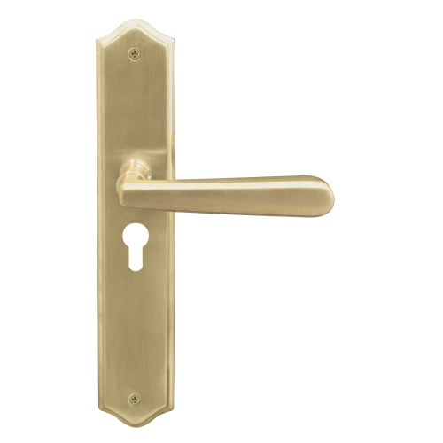 Villa Traditional Backplate E48 Keyhole in Satin Brass Unlaquered