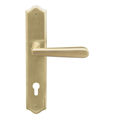 Villa Traditional Backplate E85 Keyhole in Satin Brass Unlaquered