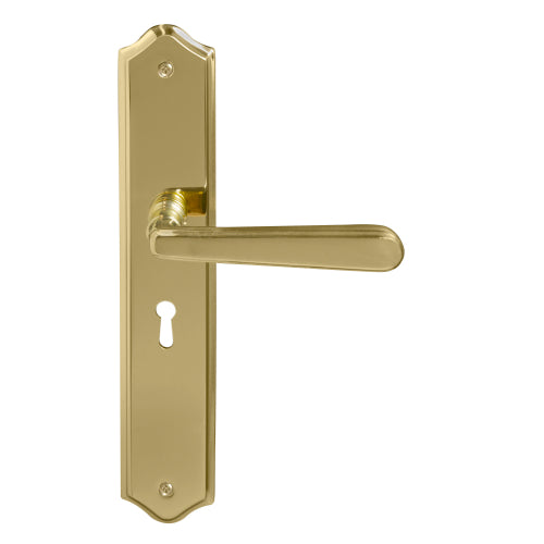 Villa Traditional Backplate Std Keyhole in Polished Brass Unlacquered