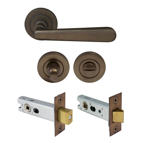 Villa Round Rose Privacy Set in Matt Antique Bronze