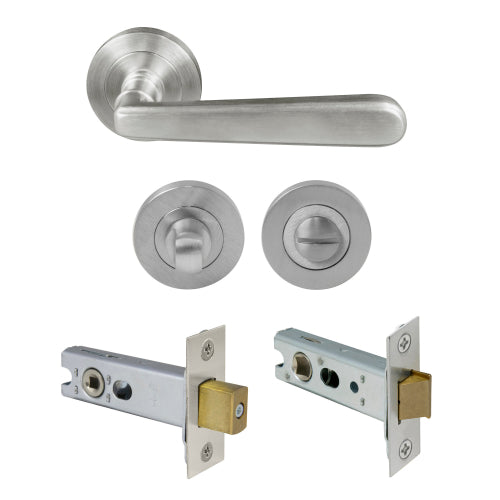 Villa Round Rose Privacy Set in Satin Chrome