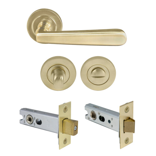 Villa Round Rose Privacy Set in Satin Brass Unlaquered