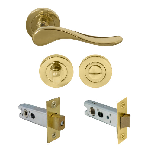 Haven Round Rose Privacy Set in Polished Brass Unlacquered
