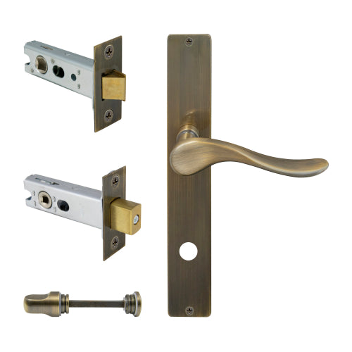 Haven Square Backplate Privacy Set in Brushed Bronze