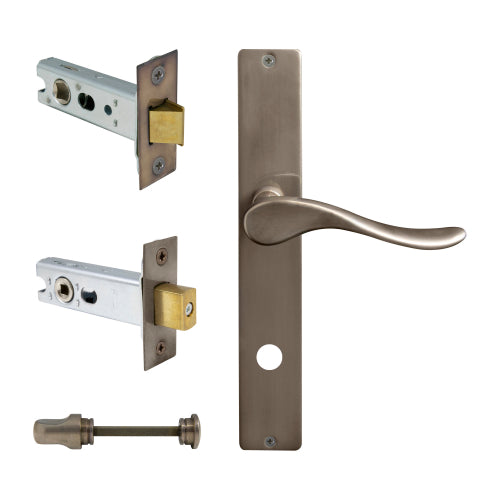 Haven Square Backplate Privacy Set in Natural Bronze