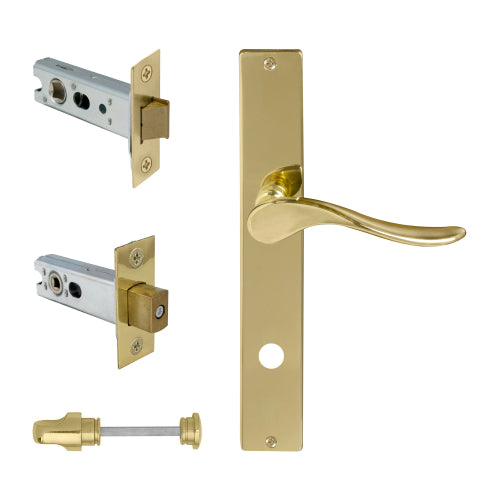 Haven Square Backplate Privacy Set in Polished Brass