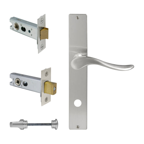 Haven Square Backplate Privacy Set in Satin Chrome