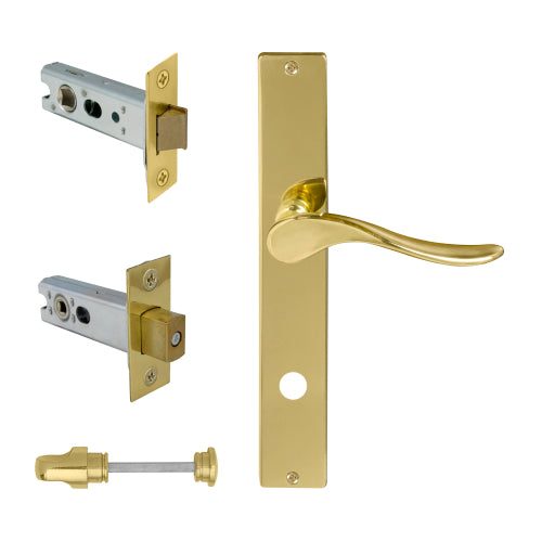 Haven Square Backplate Privacy Set in Polished Brass Unlacquered