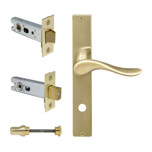 Haven Square Backplate Privacy Set in Satin Brass Unlaquered