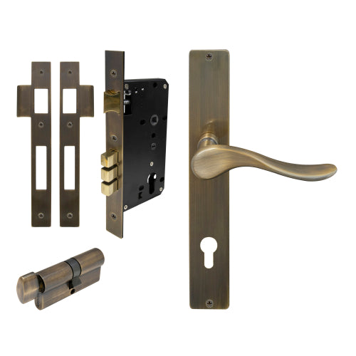 Haven Square Backplate Entrance Set - E85 in Brushed Bronze