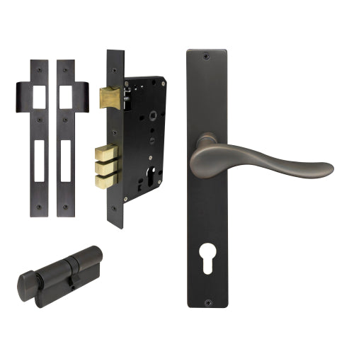 Haven Square Backplate Entrance Set - E85 in Dark Roman Brass