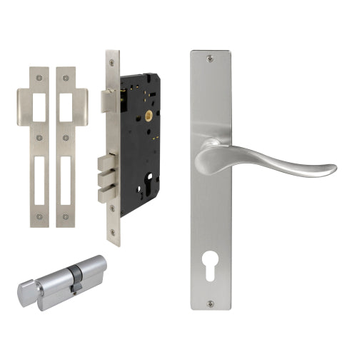 Haven Square Backplate Entrance Set - E85 in Satin Chrome