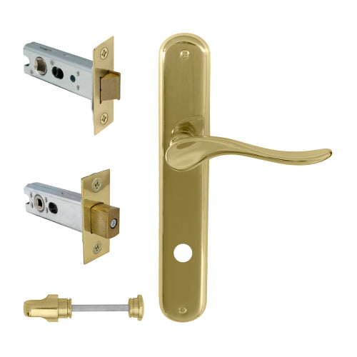 Haven Oval Backplate Privacy Set in Polished Brass